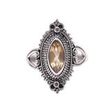 Sunny Majesty,'Ornate Sterling Silver and Yellow Citrine Cocktail Ring'