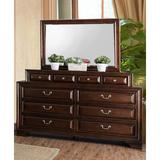 Charlton Home® Perera 10 Drawer Double Dresser w/ Mirror Wood in Brown | 76 H x 66.75 W x 17 D in | Wayfair 1181EEE0522B4ACCB3AD18E367006FA9
