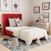 Charlton Home® Amison Tufted Upholste Platform Bed Upholste/Polyester in Red | 50.5 H x 61.25 W x 80.88 D in | Wayfair
