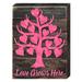 Designocracy Love Grows Here Wall Décor, Wood in Brown/Gray/Pink | 18 H x 12 W x 2 D in | Wayfair 98739-18
