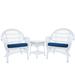 August Grove® Mangum 3 Piece Conversation Set w/ Cushions Synthetic Wicker/All - Weather Wicker/Wicker/Rattan in Blue/White | Outdoor Furniture | Wayfair