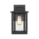 Alcott Hill® Higuchi Earth 1 - Bulb Seeded Glass Outdoor Wall Lantern Glass in Black | 11 H x 6.75 W x 7.75 D in | Wayfair