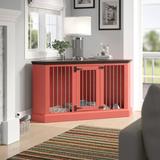 Archie & Oscar™ Damien Medium Corner Credenza Pet Crate Wood in Red/Black | 33 H x 58 W x 31.5 D in | Wayfair A2D8967F7A34404AB4C2EA3F18B113B7