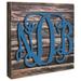 Millwood Pines 3-Letter Monogram on Distressed Wooden Block Wall Décor in Blue | 18 H x 15 W in | Wayfair 1B148ACCF179495184892EF184A9A6CE