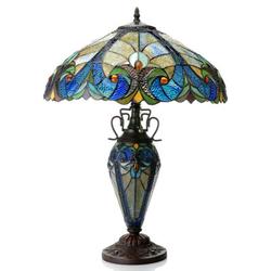 Astoria Grand Aldan 24.75" Tiffany Table Lamp Resin/Glass/Metal in Blue/Brown | 24 H x 18 W x 23 D in | Wayfair ATGD3951 39050638