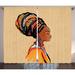 Bungalow Rose Afro Ethnic Woman w/ Exotic Feather Earring & Scarf Zulu Hippie Artwork Graphic Print | 90 H in | Wayfair BBMT1613 39457234