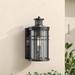 Brayden Studio® Benites Vintage 12" Outdoor Wall Lantern w/ Dusk to Dawn Glass/Metal in Black | 12 H x 6 W x 7.25 D in | Wayfair