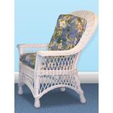 Bay Isle Home™ Rosado Slat Back Arm Chair Upholstered/Wicker/Rattan/Fabric in White/Brown | 41 H x 30 W x 30 D in | Wayfair