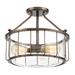 Williston Forge Adriana 2 - Light 14.4" Caged Drum Semi Flush Mount Glass in Brown | 13 H x 14.375 W x 14.375 D in | Wayfair