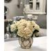 Darby Home Co Lush Peonies Floral Arrangement in Vase Faux Silk/Polysilk, Ceramic in Brown/Green/White | 11 H x 11 W x 11 D in | Wayfair