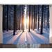 East Urban Home Winter Decorations Mystic Appearance of Sunset in Woodlands w/ Freezing Nature Artwork Graphic Print | 96 H in | Wayfair