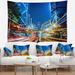 East Urban Home Polyester Cityscape Hong Kong City Night Scene Tapestry w/ Hanging Accessories Included Metal in Blue/Brown | 32 H x 39 W in | Wayfair