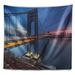 East Urban Home Cityscape George Washington Bridge Tapestry w/ Hanging Accessories Included in Black/Blue | 78 H x 92 W in | Wayfair