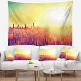 East Urban Home Polyester Rural Fields Under Shining Sun Tapestry w/ Hanging Accessories Included Polyester in Indigo/White | 68 H x 80 W in | Wayfair