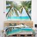 East Urban Home Polyester Seashore Palm Hanging over Sandy White Beach Tapestry w/ Hanging Accessories Included Metal in Black/Gray | Wayfair
