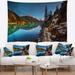 East Urban Home Polyester Lake w/ Mountains Tapestry w/ Hanging Accessories Included Polyester in Black/Blue | 68 H x 80 W in | Wayfair