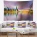 East Urban Home Polyester Cityscape Hong Kong Panorama at Twilight Tapestry w/ Hanging Accessories Included Metal in Black/Gray | Wayfair