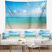 East Urban Home Polyester Seashore Wide View of Tropical Beach Tapestry w/ Hanging Accessories Included Polyester in Blue/Gray | 80 W in | Wayfair