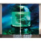 East Urban Home Alien Graphic Print Semi-Sheer Rod Pocket Curtain Panels Polyester in Brown | 90 H in | Wayfair ESTN1780 40422305