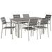 Wade Logan® Shore 7 Piece Outdoor Patio Aluminum Outdoor Dining Set Wood/Metal in Brown/Gray | Wayfair 797D5E404A9F4A8E94B2078149536CB9