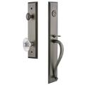 Grandeur Fifth Avenue One-Piece Handleset w/ Single Cylinder Deadbolt and S Grip w/ Burgundy Knob in Gray | 19 H x 3 W x 3 D in | Wayfair 845888