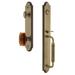 Grandeur Arc One-Piece Handleset w/ Single Cylinder Deadbolt and C Grip w/ Baguette Amber Knob in Yellow | 19 H x 3 W x 3 D in | Wayfair 841798