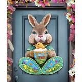 Designocracy Easter Baby Bunny Family Wall Decor Wood in Brown | 20 H x 20 W x 0.25 D in | Wayfair 8144502H_Baby