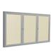 Ghent 3 Door Enclosed Vinyl Bulletin Board w/ Satin Frame Vinyl/Metal in Gray/White | 36 H x 2.25 D in | Wayfair PA33672VX-185