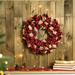 Glitzhome Plaid Fabric 18.9" Wreath Cotton in Red | 18.9 H x 18.9 W x 3.94 D in | Wayfair JK94321L/CG