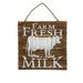 Gracie Oaks Cow-Fresh Milk Wood Wall Décor in Brown/Gray | 13.37 H x 13.37 W in | Wayfair 932AC82D13604139856449776DA09268