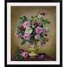 Astoria Grand Bilst Roses and dahlias in a ceramic vase ' Oil Painting Print Metal | 32 H x 28 W x 1 D in | Wayfair