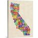 Ebern Designs Francy 'California Typography Text Map' by Michael Tompsett - Textual Art Print in White | 36 H x 27 W x 1.5 D in | Wayfair