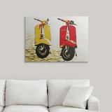 Ebern Designs 'Vespa Scooters on Cobble Street' by Francy Graphic Art Print | 22 H x 30 W x 1.5 D in | Wayfair F68EA5C655554BE093D0024D074FF764