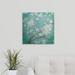 Bungalow Rose 'White Cherry Blossoms I on Blue Aged No Bird' Danhui Nai Painting Print in Green/Red | 20 H x 20 W x 1.5 D in | Wayfair