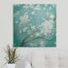 Bungalow Rose 'White Cherry Blossoms I on Blue Aged No Bird' Danhui Nai Painting Print in Green/Red | 30 H x 30 W x 1.5 D in | Wayfair