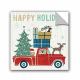 The Holiday Aisle® Holiday on Wheels Wall Decal Canvas/Fabric in Brown/Green/Red | 24 H x 24 W in | Wayfair HLDY7245 37103929
