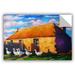 ArtWall Scottish Stone Cottage Highlands Removable Wall Decal Canvas/Fabric in Blue/Brown/Orange | 16 H x 24 W in | Wayfair 0fra121a1624p