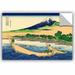 ArtWall a Fishing Boat w/ Mt Fuji by Katsushika Hokusai Removable Wall Decal Canvas/Fabric in White | 24 H x 36 W in | Wayfair 0hok010a2436p