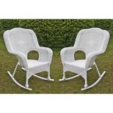 Lark Manor™ Outdoor Arved Rocking Wicker Chair in Gray/White | 37 H x 29 W x 35 D in | Wayfair LRKM3319 41885893