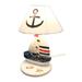 Longshore Tides Brundage Wooden Sailboat 14" Table Lamp Manufactured Wood/Fabric in Black/Brown/White | 14.25 H x 7.75 W x 7.75 D in | Wayfair