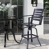 Greyleigh™ Adelynn 30" Patio Bar Stool Metal in Blue | 48 H x 24 W x 28 D in | Wayfair BEA4A64BB97C46AC9B1C6A4F6943A9CF