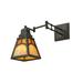 Meyda Lighting Mission Hill Top 1-Light Swing Arm Lamp Glass/Metal in Black/Brown | 12.5 H x 13 W x 21 D in | Wayfair 148050