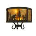 Meyda Lighting Wildlife at Pine Lake 2 - Light Flush Mounted Sconce Glass in Brown/Yellow | 10.5 H x 13.5 W x 7 D in | Wayfair 126762