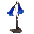 Meyda Lighting 16" Mahogany Bronze Table Lamp Glass/Metal in Blue | 16 H x 9 W x 7 D in | Wayfair 13064