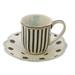 Grace's Tea Ware Stripe Mini Dot Toile Espresso Cup & Saucer Porcelain/Ceramic in Black/Brown/White | Wayfair G1960181