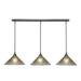 Wildon Home® 3-Light Linear Pendalier w/ Hang Straight Swivel, Glass in Gray/Brown | 12 H x 44.25 W x 7.75 D in | Wayfair