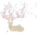 The Decal Guru Cherry Blossom Deer Wall Decal Vinyl in Pink/Blue/Brown | 22 H x 19 W in | Wayfair 1744-WALL-01-04