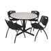 Symple Stuff Cain Round X-Base Breakroom Table & 4 M Stack Chairs Metal in Brown/Red | 29 H x 48 W x 48 D in | Wayfair