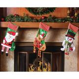 The Holiday Aisle® 3 Piece Knitted Trim Christmas Stocking Set Polyester in Green/Red | 18.5 H x 7.5 W in | Wayfair THLY2045 44254550