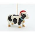 The Holiday Aisle® Cow Wearing Christmas Hat Hanging Figurine Ornament Ceramic/Porcelain in Black/Red | 2.875 H x 1.625 W x 4 D in | Wayfair